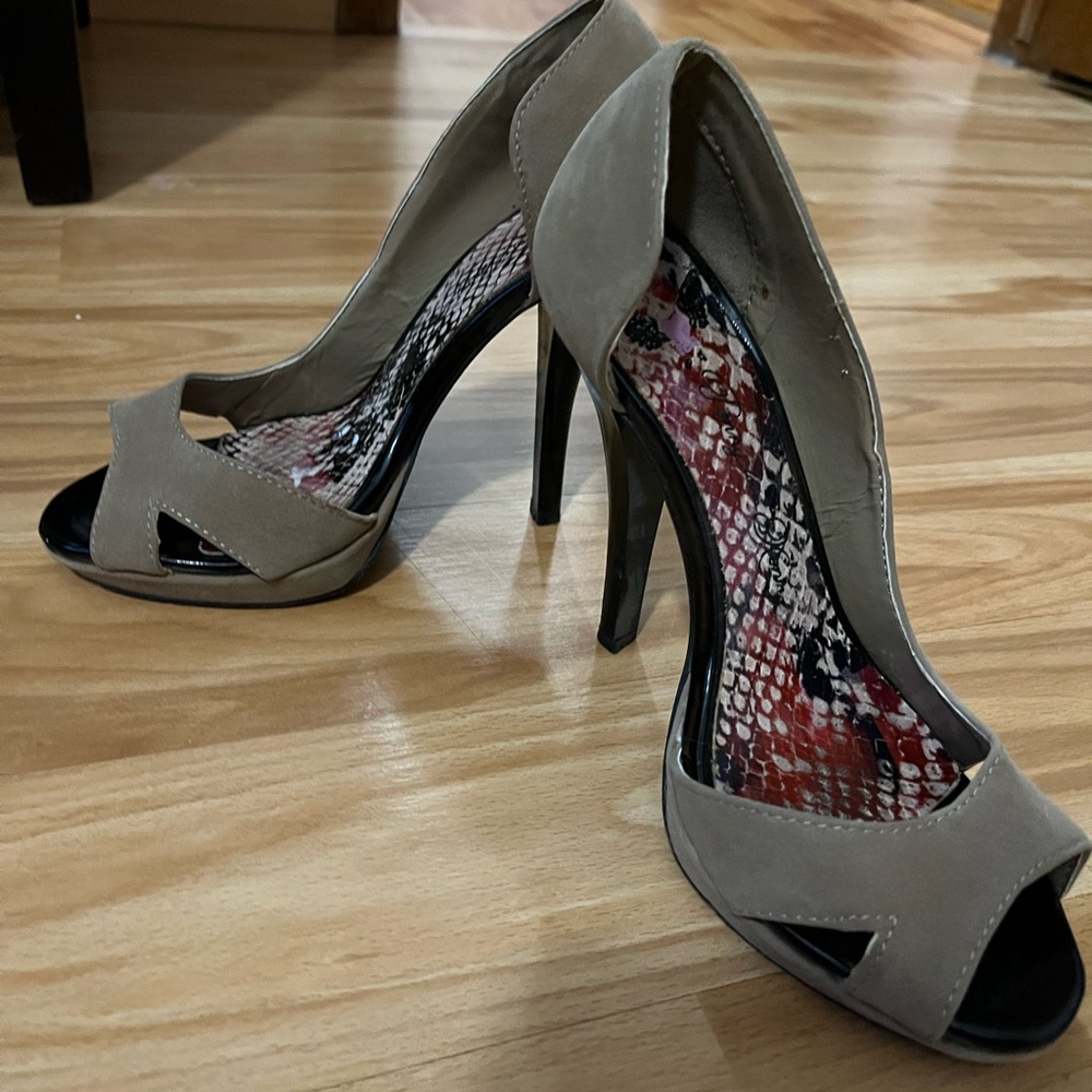 Beige Suede Heels